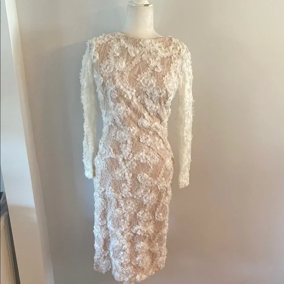 XSCAPE size 4 stunning lace dress tan lining - Picture 1 of 13